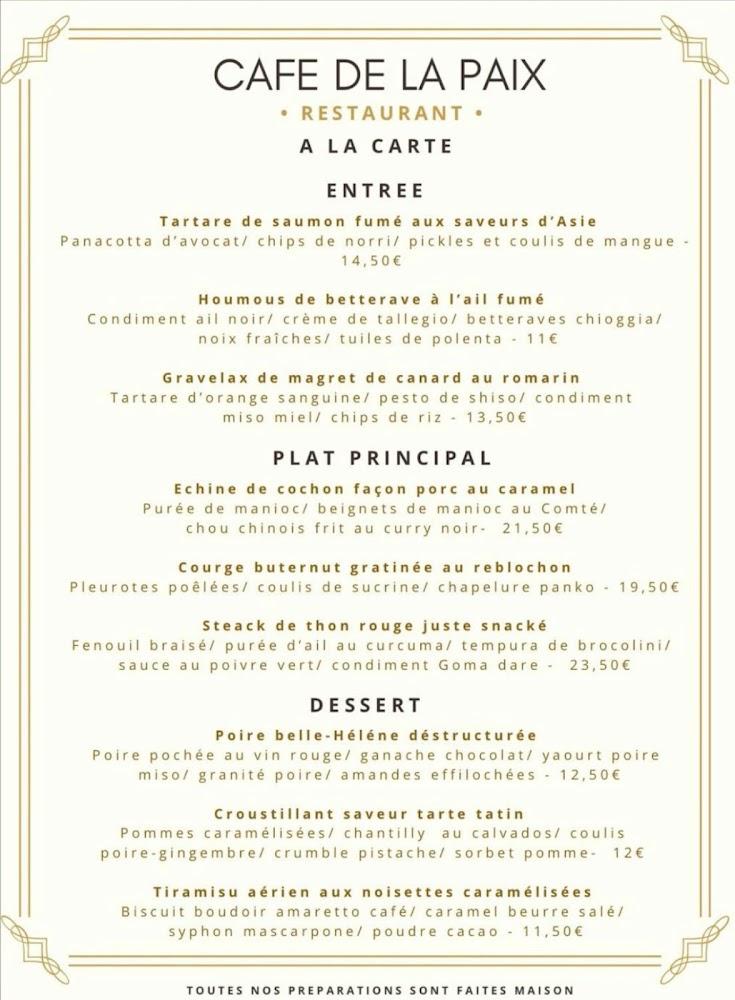 Le Café De la Paix - Menu Image 1